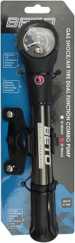 Beto New SP-006AG Tyre & Shock CNC Alloy Mini Hand Presta & Schrader Dual Pump, Black