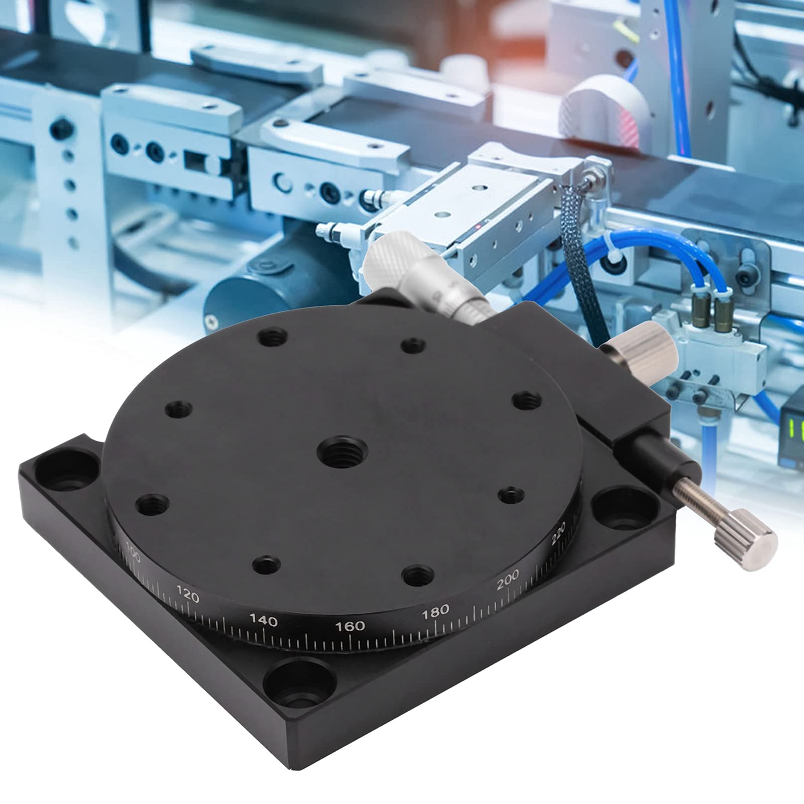 Plataforma de Desplazamiento Manual Ejes R Etapa Lineal Giratoria Mesa Deslizante de 360° Plataforma Giratoria Rodamiento de Precisión Etapa de Ajuste Deslizante para Maquinaria