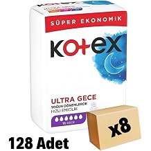 Kotex Ultra Gece Hijyenik Ped, 16'l  8 Paket, 128 Adet