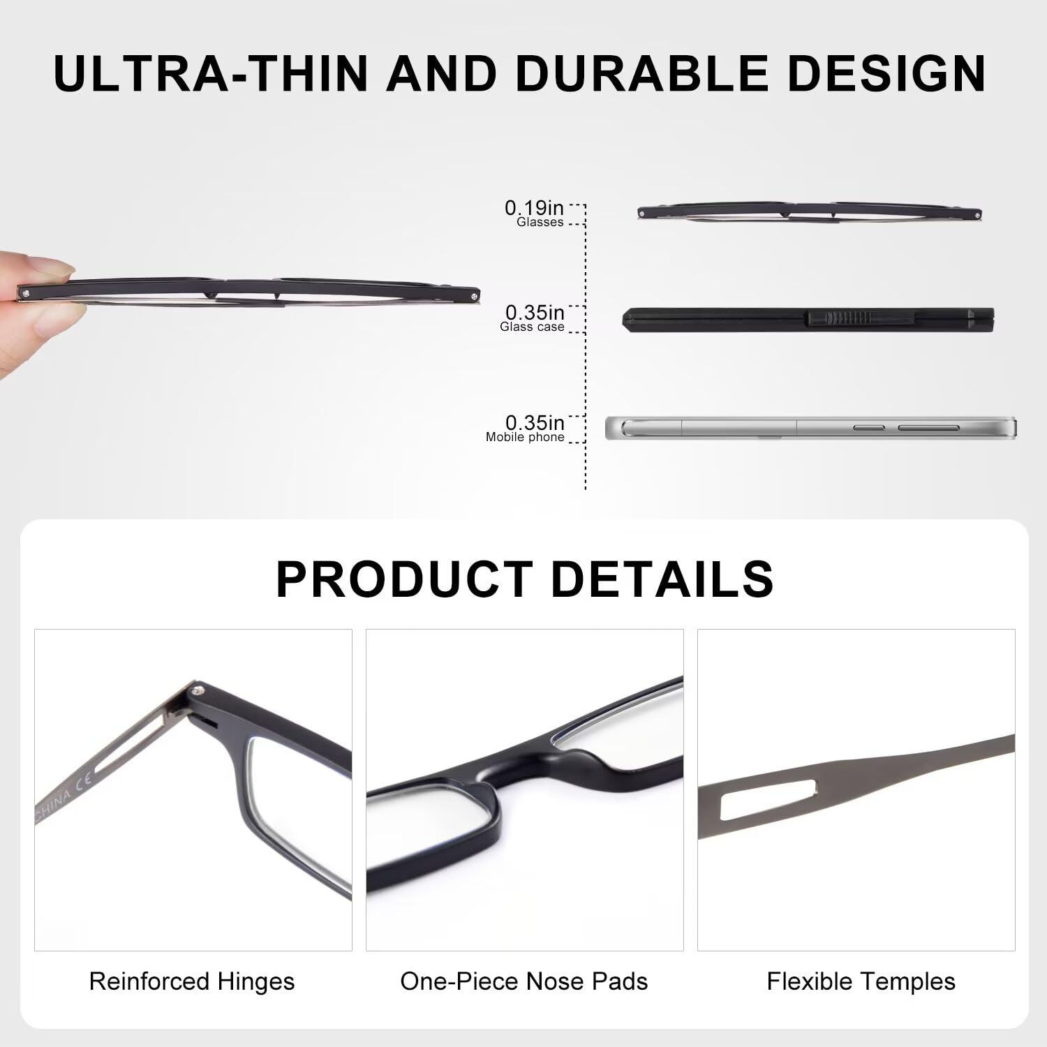 SKYWAY 2 Pack Ultra thin Folding Reading Glasses for Women Men Metal Lightweight Blue Light Blocking Foldable Compact Computer Glasses Black +3.0 - Image 4