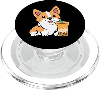 Corgi Dog with Bubble Tea Boba Tea PopSockets PopGrip for MagSafe