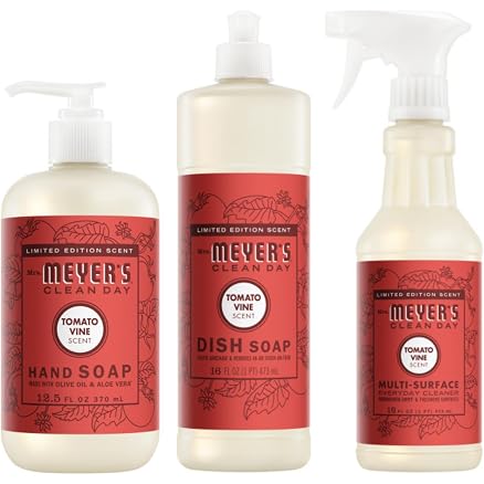 Mrs. MEYER'S CLEAN DAY Variety Pack, 1 Liquid Hand Soap 12.5 Oz, 1 Multi-Surface Everyday Cleaner 16 Oz. 1 Liquid Dish Soap 16 Oz, Pear Tree, 1CT