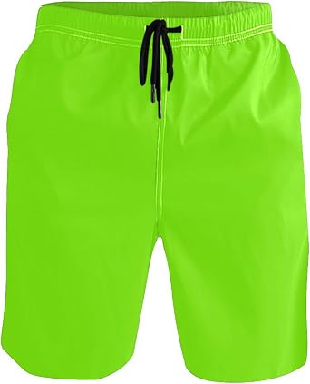 Chartreuse Mens Sportwear Swim Trunks Quick Dry Board Shorts with Lining S