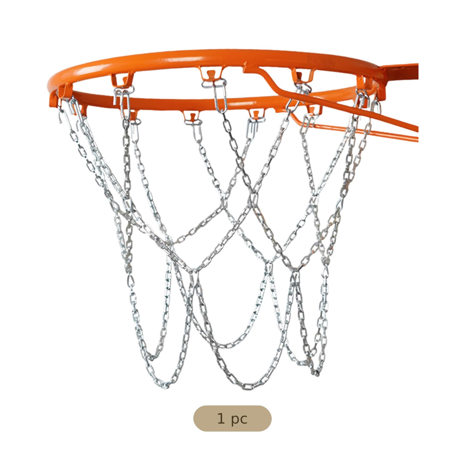 Basketballnetz aus Metall, rostbeständig, 12 Haken, Stahlkettennetz als Basketball Zubehör
