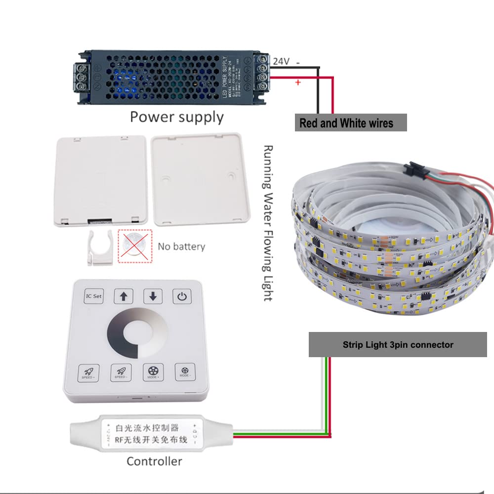 WS2811 - Tira de luces led (10 m, DC24 V, SMD2835, 120 LEDs/M, direccionable, con controlador táctil, color blanco natural 4000 K)