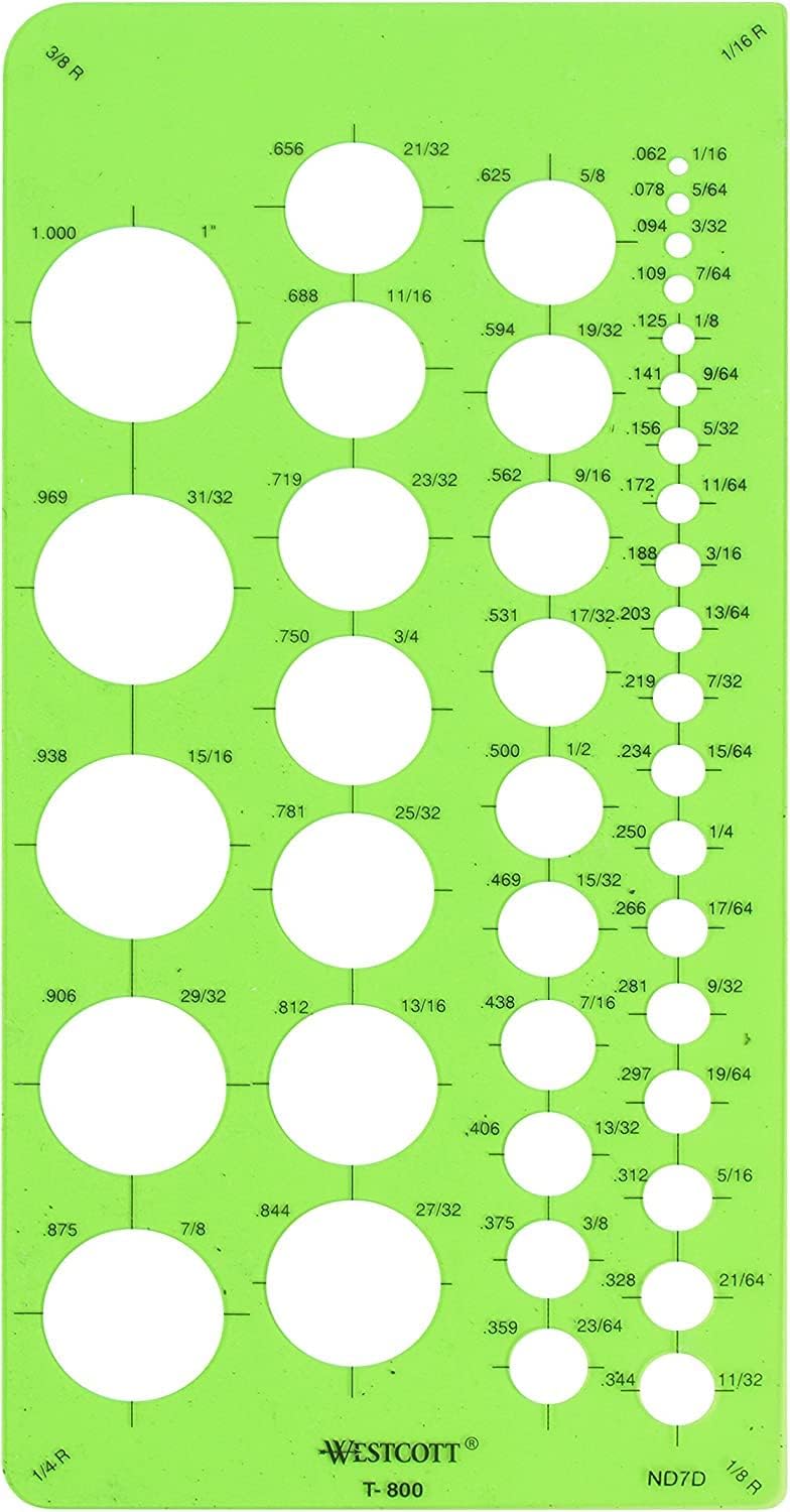 T-800 Small Circles Template, Plastic Geometric Shapes Template Tool for Drawing and Drafting