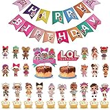 【PAKET ENTHÄLT】 Es gibt insgesamt 25 Stück LOL Babyparty Thema Party liefert Cupcake Topper Dekorationen; 24 Stück Cupcake Topper, 24 Arten. Es gibt 24 Papierstifte und 24 Punkte. Dazu gehört 1 großer Cupcake-Topper. 1pcs alles Gute zum Geburtstag Banner. Kuchendeckelgröße: Wie das Bild zeigt, ca. 13 cm hoch, Bannergröße: 20 cm x 16 cm.