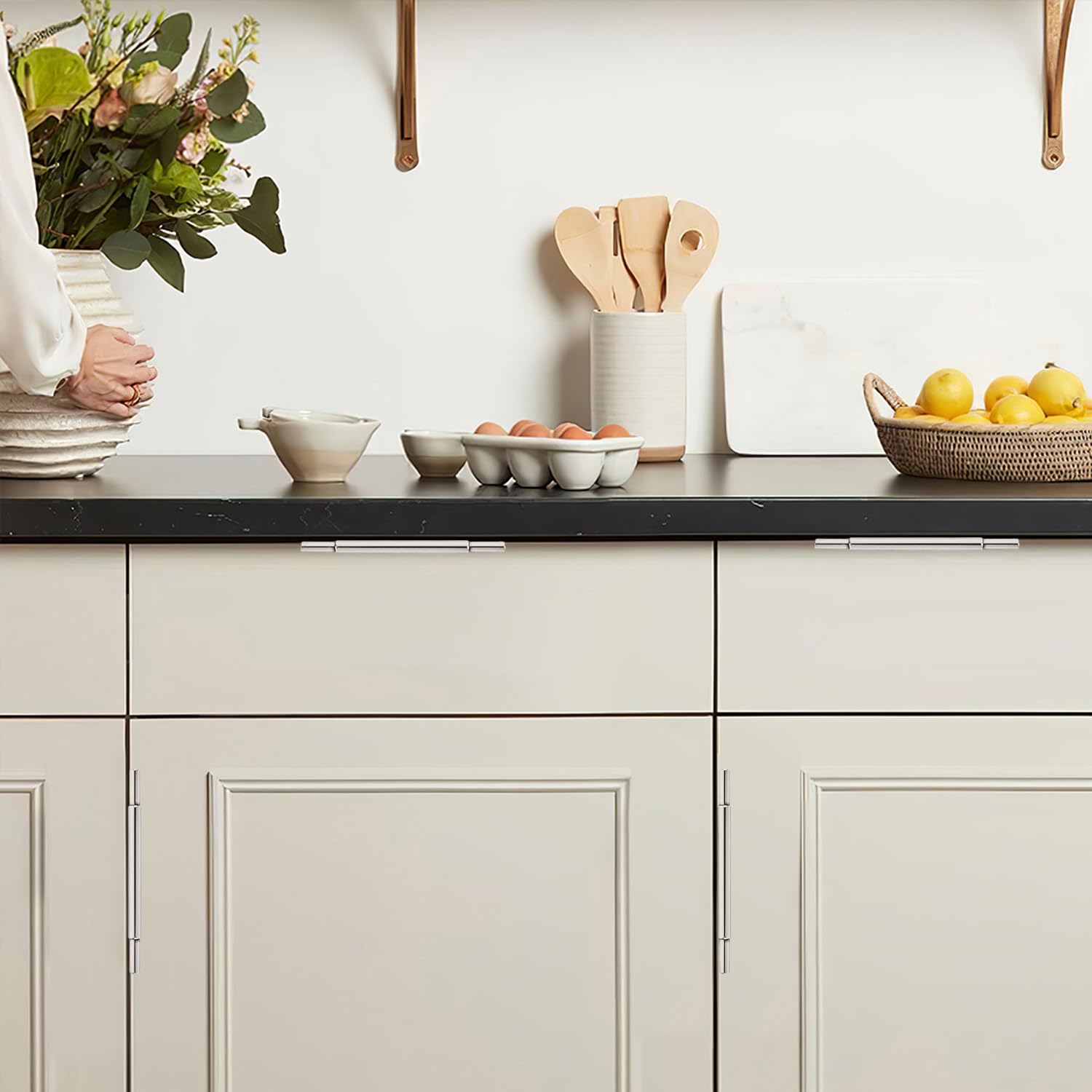 Polished Nickel Cabinet Pull - KH450, 3 in (76 mm) — KHTUMEWARE