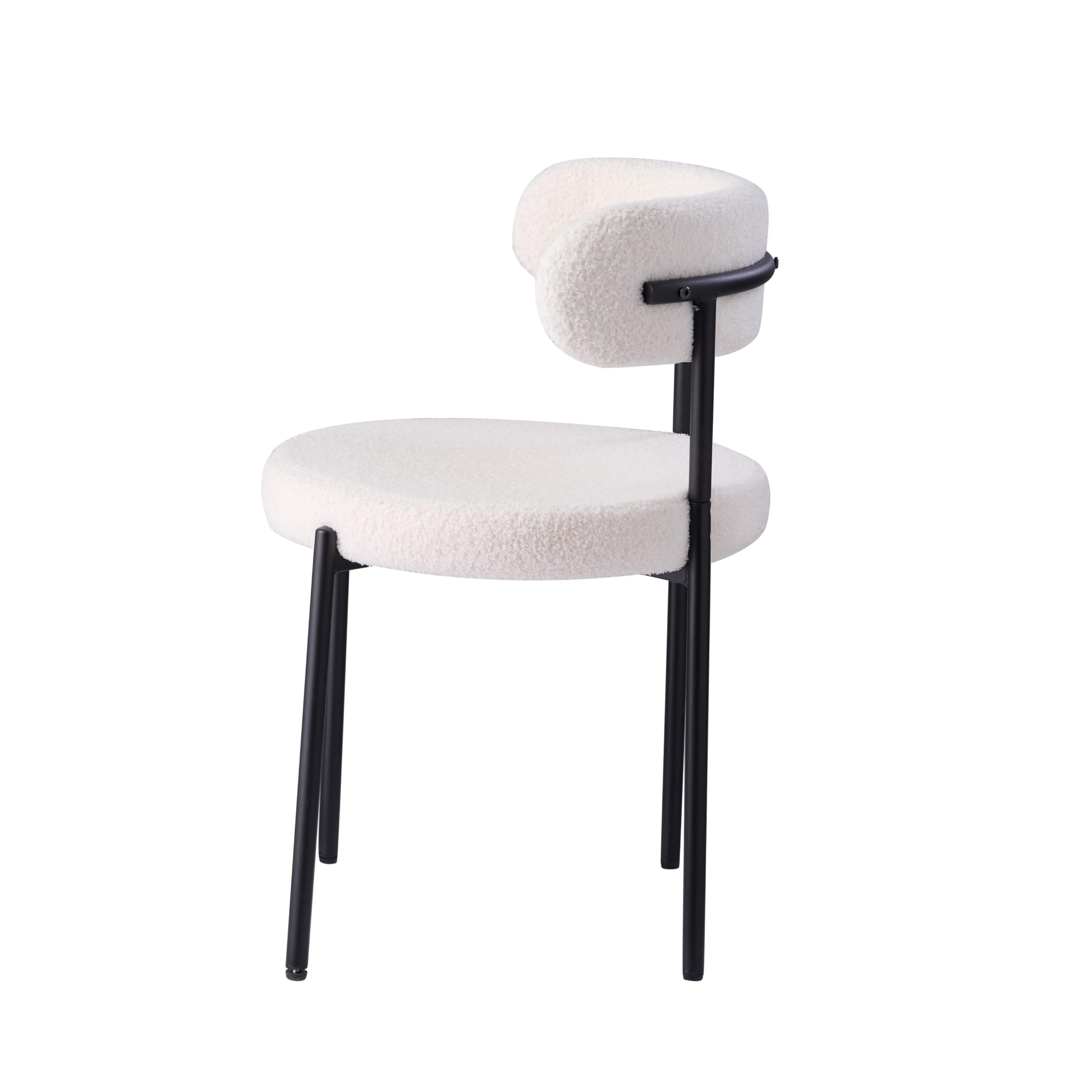 GrandCA HOME Juego de 4 Sillas de Comedor, Tapizadas en Terciopelo, Ideales para Salas de Estar, Comedores y Dormitorios, Blanco