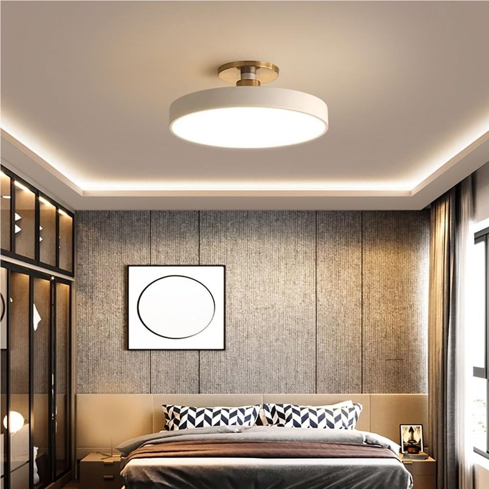 Nowoczesna Okrągła Lampy Sufitowa LED, Ultra Cienka Półprzestrzenna Lampy Sufitowe Minimalistyczna Ściemnialna do Sypialni Korytarza Przedpokoju(White(3 modes),30cm/11.81in)