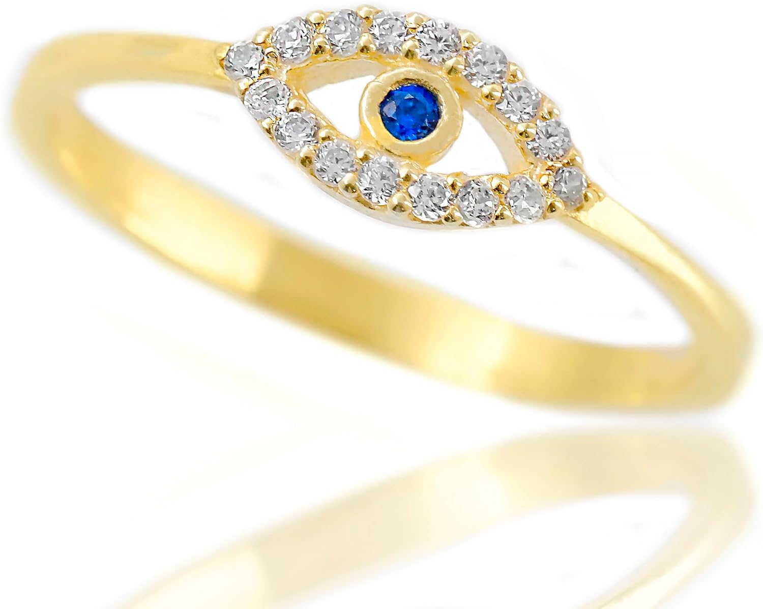 925 Sterling Silver Evil Eye Ring – Dainty Protection Ring with CZ Stones – Gold, Silver & Rose Gold Color Options – Minimalist Stacking Ring for Women – Handmade Gift Jewelry