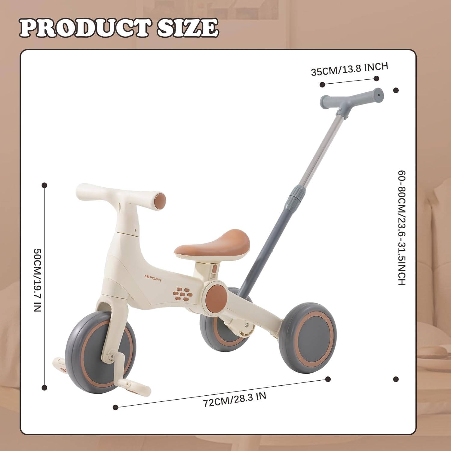 Triciclos para Niños,4 en 1 Una Bici Multifunción,Triciclo,Bicicleta,Carro de Equilibrio,Caminante con Pedales Desmontables, Adecuado para niños de 12-24 Meses
