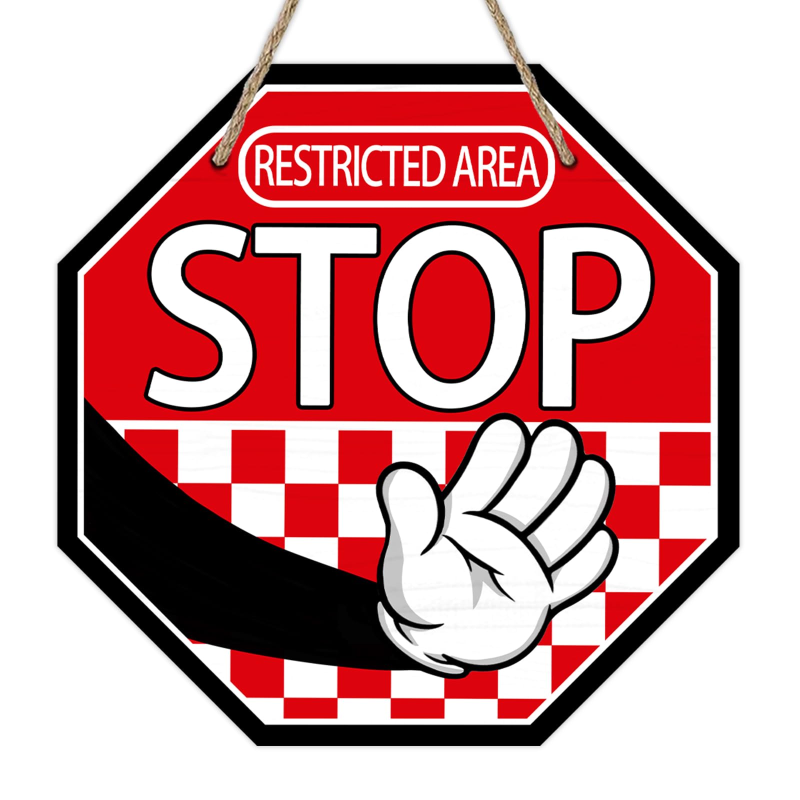Deroro Restricted Area Stop Front Door Sign, Red Octagon Warning Notice