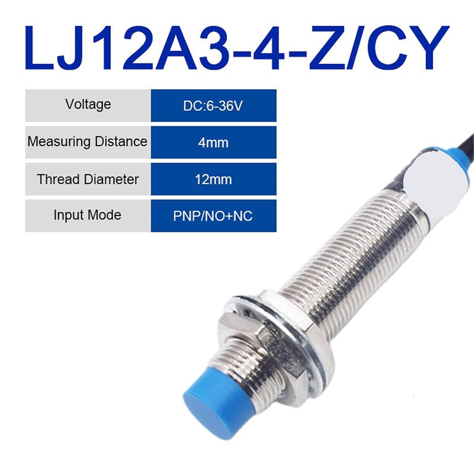 LJ12A3-4-Z/BX Przełącznik zbliżeniowy Czujnik indukcyjny NPN/PNP Zbliżenie DC 6-36V 12mm(LJ12A3-4-ZlAY, 5 sztuk)