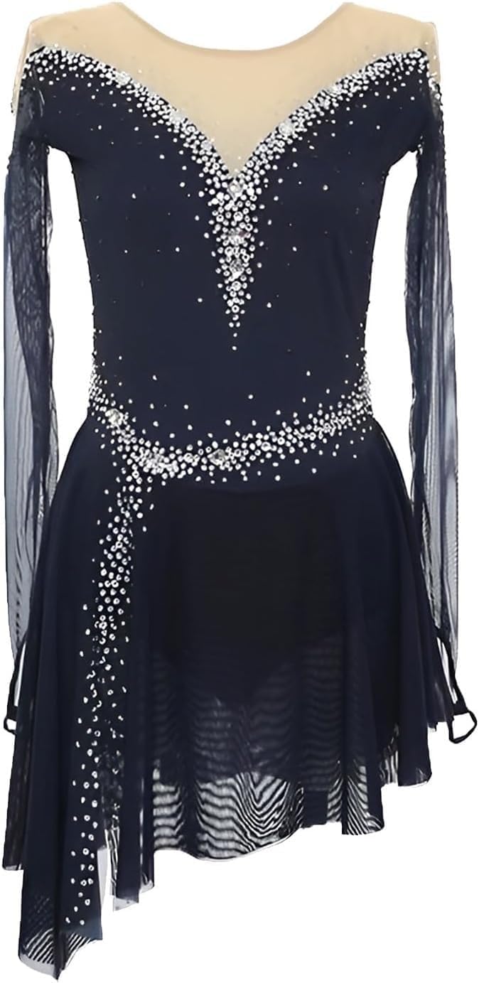 2026Figure Skating Dress, Performance Costume with Crystals, Black Skating Dresses