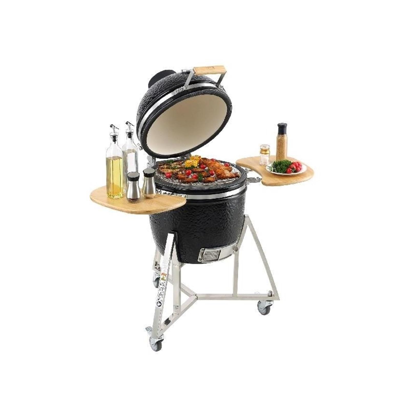 18/24 cali przenośny grill węglowy grille gazowe na propan z pokrywą i wózkiem glina i grill ze stali nierdzewnej na piknik kempingowy(24inch)