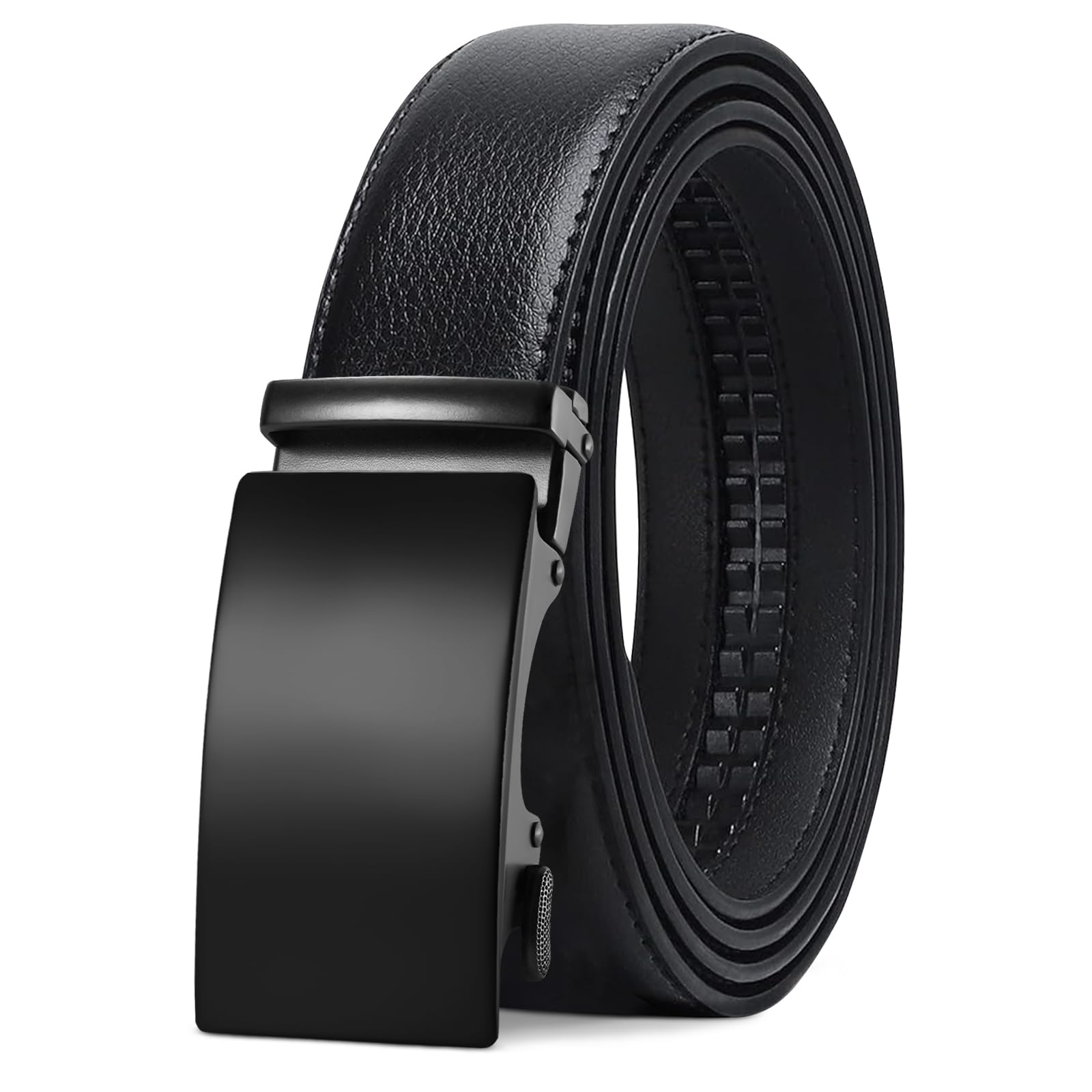 LAKIDAY Cintura Uomo, Cintura con Fibbia Automatica a Cricchetto Per Abito da Uomo, Cintura in Pelle 35 mm Misura Regolabile