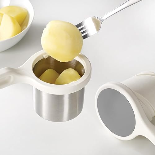 Miniatura 2 de Exprimidor ergonómico, con giro, de acero inoxidable Joseph Joseph, (Potato Ricer), Blanco