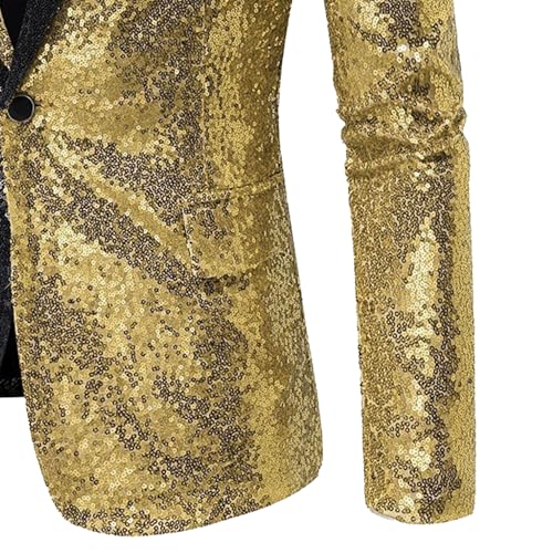 Men's Sequin Suit Jacket Color Block Cocktails Shiny Metallic Blazer Peak Lapel Sparkly Party Sports Coat3