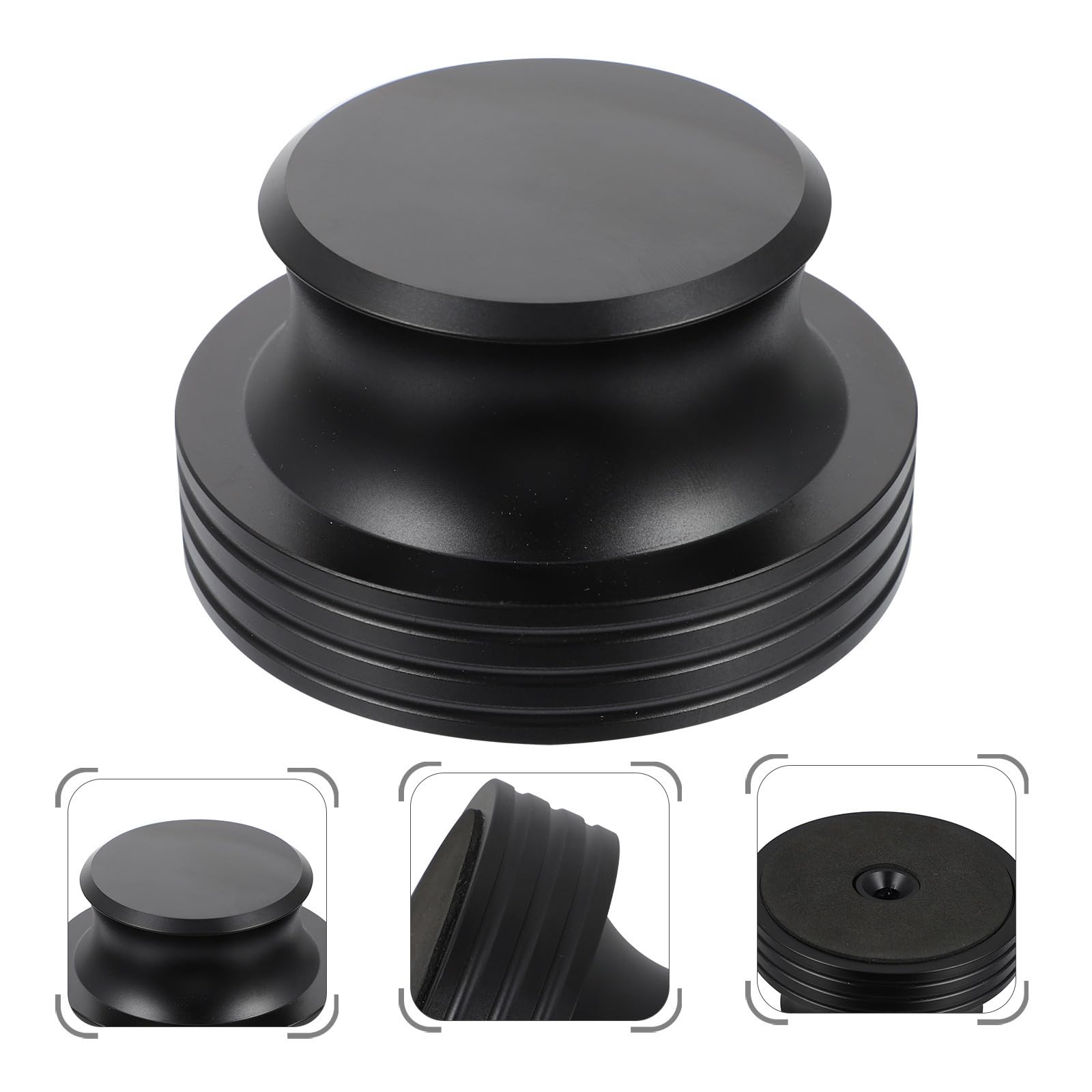Housoutil Stabilizzatore Peso per Giradischi in Alluminio Nero 400g per Dischi Vinile, Mantiene Stabilità e Velocità Costante, Accessorio Professionale per Vinili