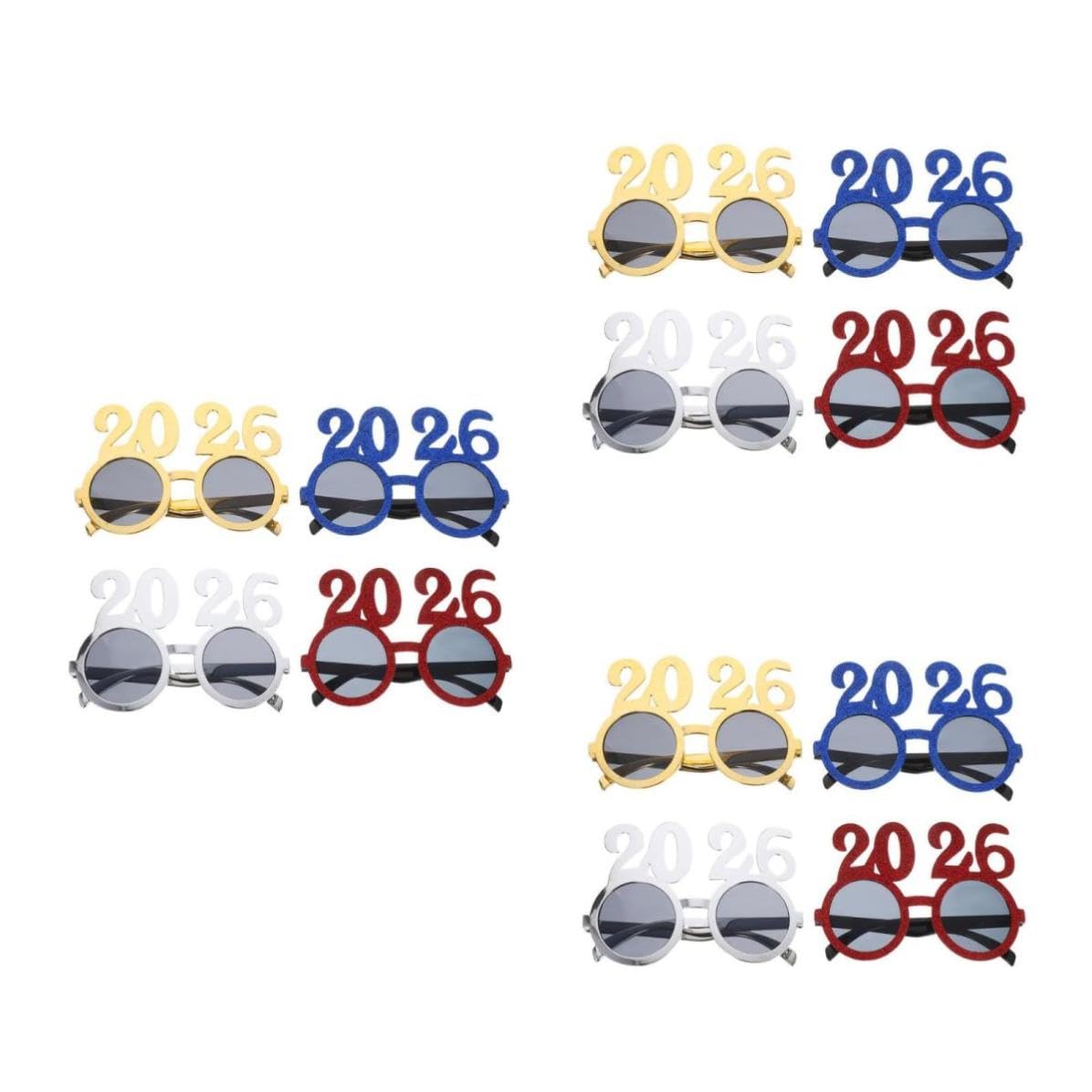 TOYANDONA 12 Piezas Gafas 2026 de Fiesta Números Brillantes para
