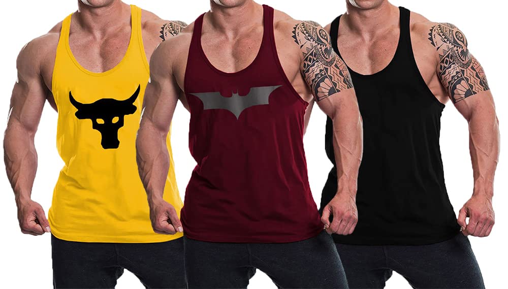 C030451 Men's Tank Tops Muscle Gym Bodybuilding Vest Fitness Workout Train Stringers