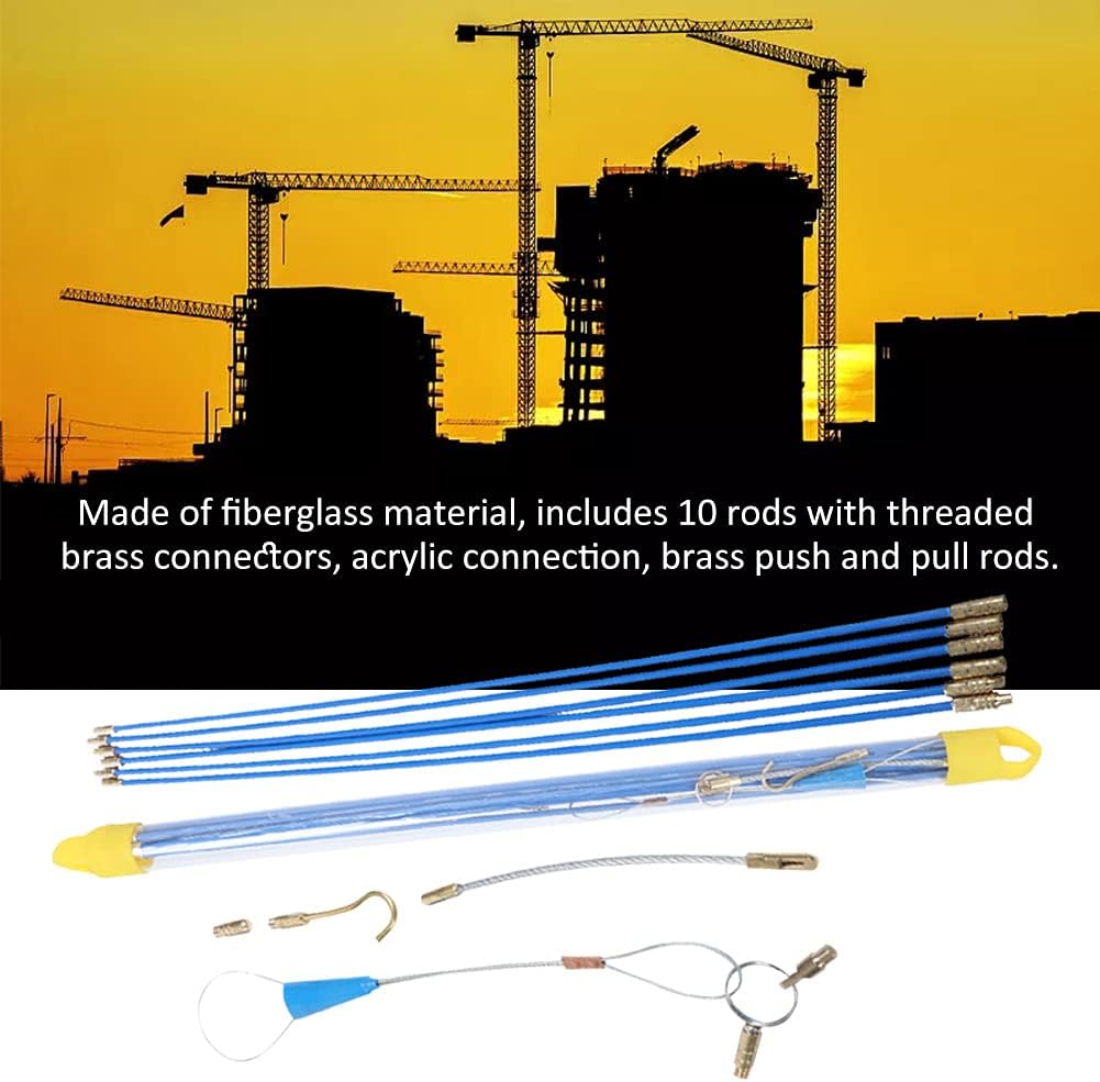 Fish Tape Cable Puller， Fiberglass Fish Tape Cable Rods Stick Wire Running Electrical Connectable Kit Puller Pull Tool