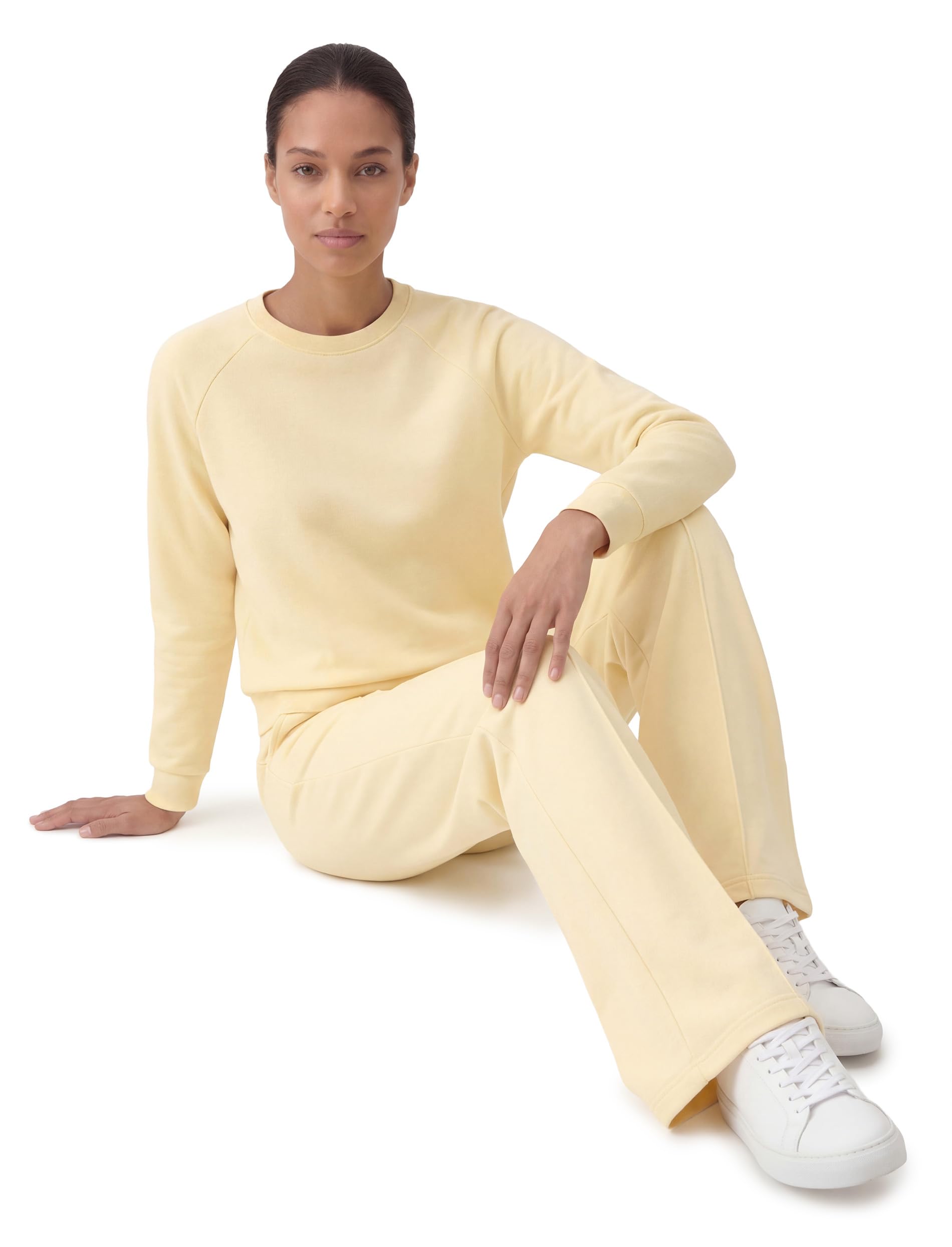 VIVISENCE Damen Sweatshirt Mit Rundhalsausschnitt Aus Baumwolle Langer Ärmel Bequemer Schnitt Für Alltag Freizeit Und Zuhause Ideal Als Loungewear Oder Bequemes Oberteil 9004