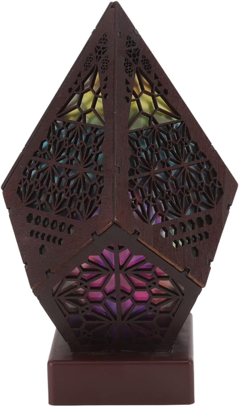 LED Star Projector, Colorful Retro Bohemian Wooden Star Sky Floor Projection Lamp, Night Light Projector for Collection Home Decor, Courtyard Garden Christmas Decoration, (Battery Not Included)