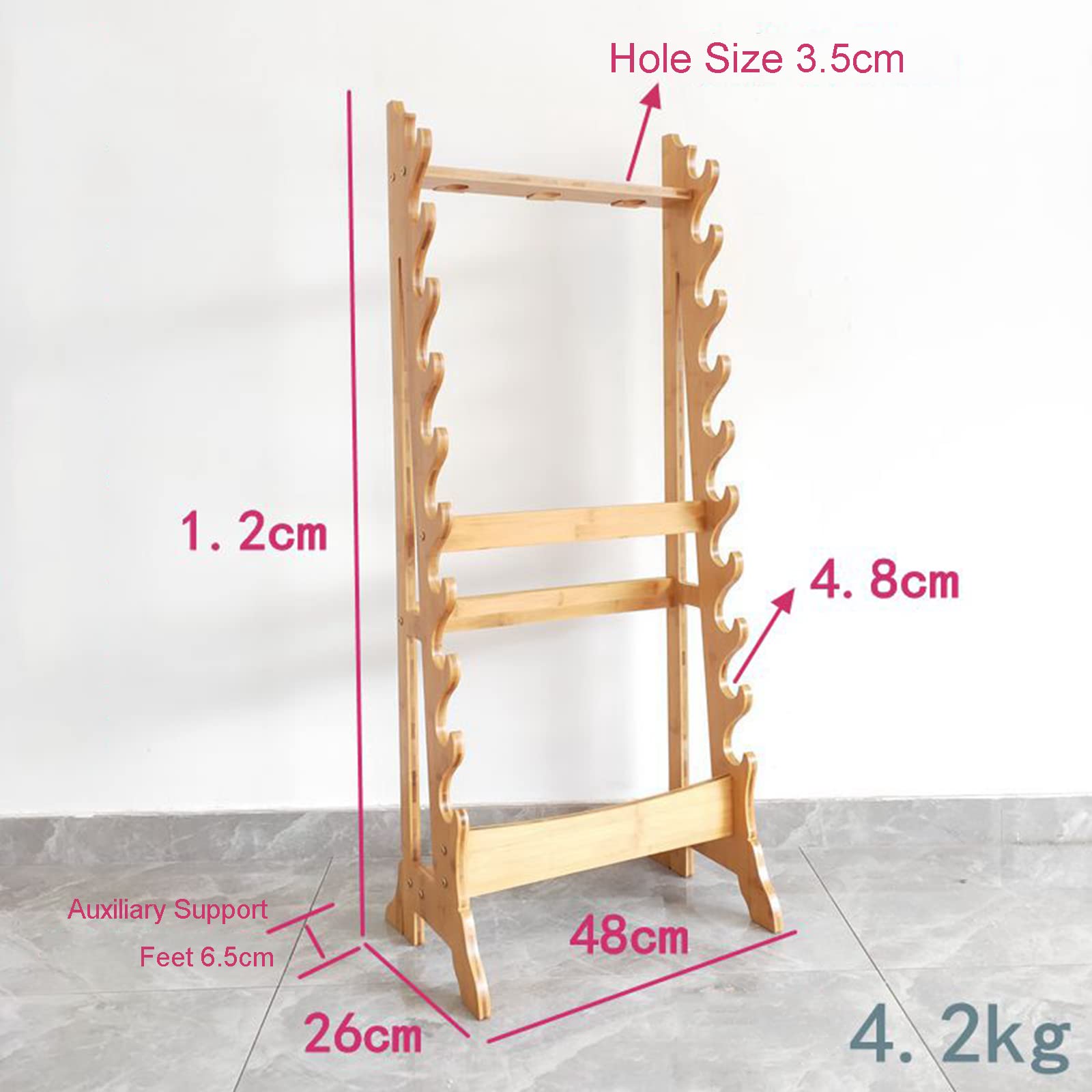 Supporto per Spada da Pavimento Multistrato, Espositori per Armi a 10/12 Piani, Appendiabiti Verticale per Spada in Legno Massello per riporre Varie Spade e Armi Lunghe