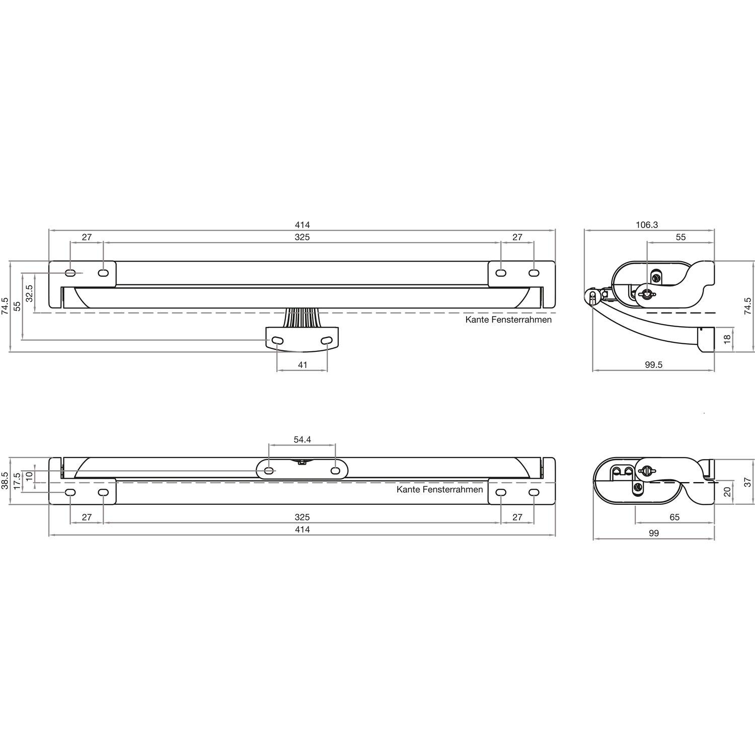 LIWIN ML25 S1 38H 0W 00 - Motor de cadena para ventanas L25, 230V, carrera 200/250/380 mm, blanco, RAL 9010, 22 W, 230 V