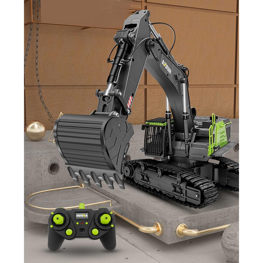 Model koparki RC Digger, skala 1/14 22CH 2,4G 4 w 1, wielofunkcyjna koparka ze stopu zdalnego sterowania ze światłami LED, model pojazdu inżynieryjnego dla dorosłych i młodzieży