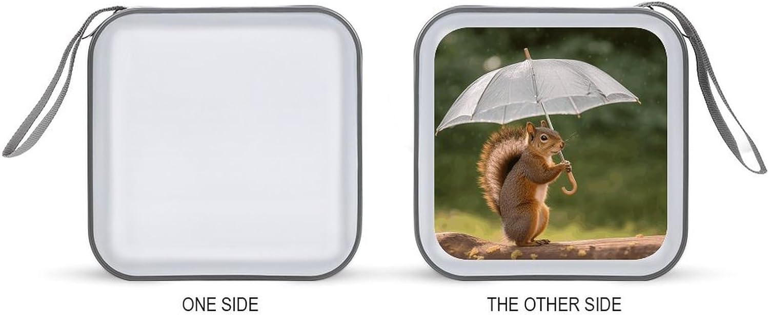 Squirrel Hold A Umbrellas CD Case,Hard Plastic CD Storage,Portable DVD Wallet,Portable DVD, Holder VCD Organizer Wallet,Protective VCD Storage