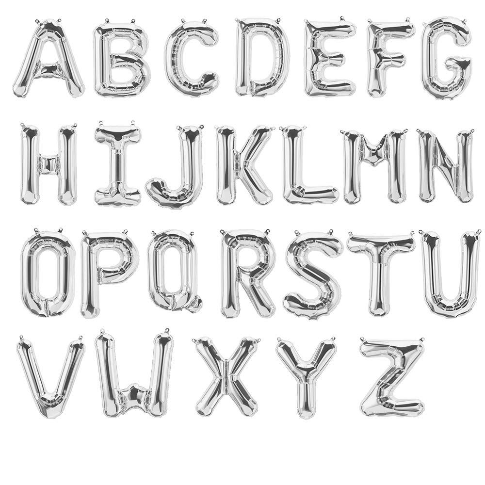 Foil Balloons Letters Silver - 40/80/100 cm - Helium Balloon for Birthday Wedding Party Decoration Happy Birthday JGA Gift Graduation ABI Large XXL Small Mini (Letter R 100 cm)