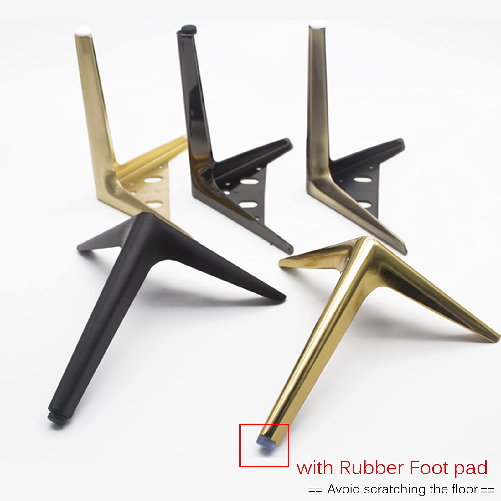 Gambe Per Mobili In Metallo - 4 Pezzi, Altezza 15 Cm, Design Triangolare, Nero, Per Divani E Tavoli - Foto 6