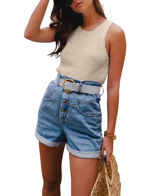Sleeveless Crochet Sweater Vest Summer Knitted Tops for Women Going Out Cute Tank Tops for Womens Clothing Trendy