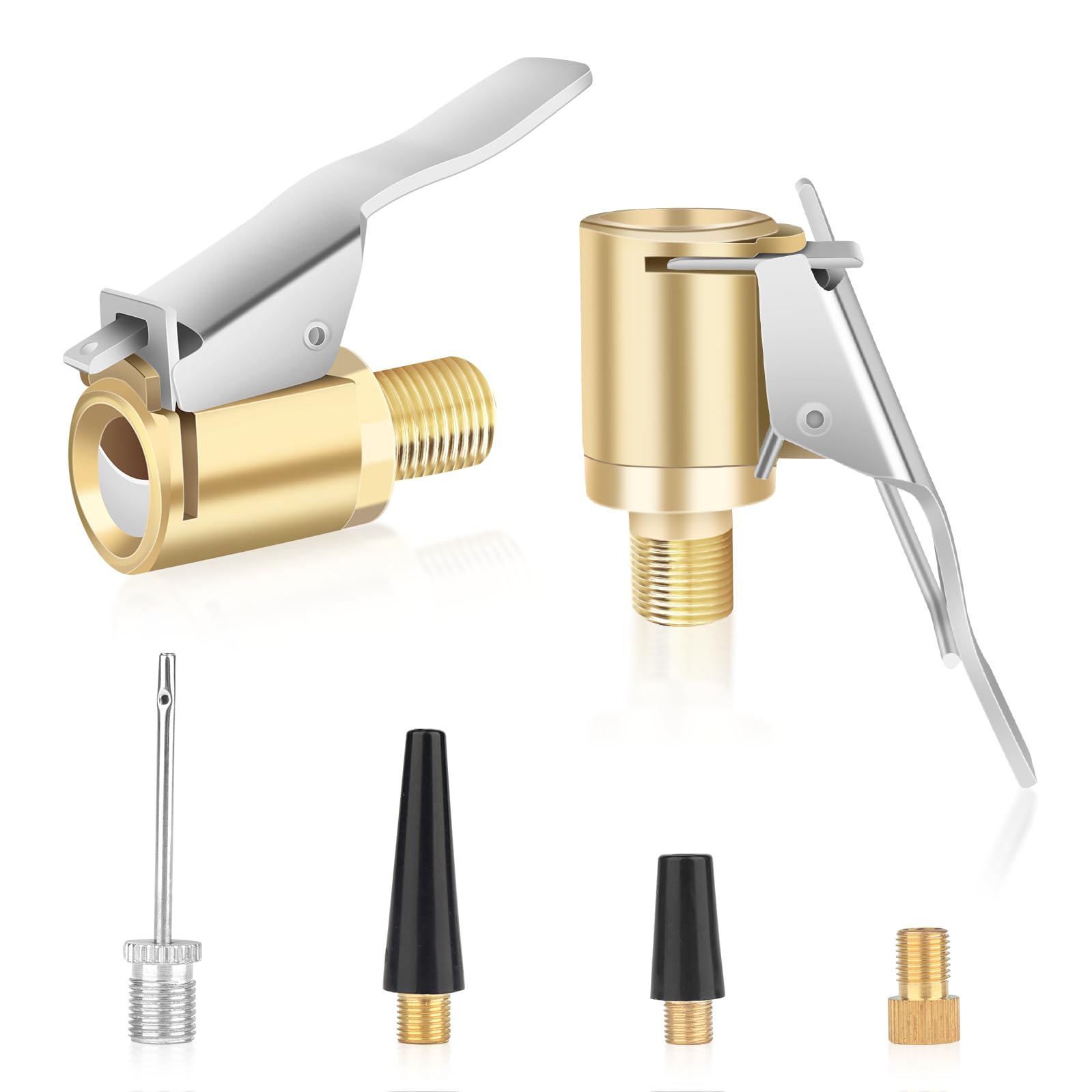 MOKIDO Ventil Adapter Set, 2X Air Chuck 8mm Hebelstecker für Autoventil, Fahrrad, Easy Pump Adapter, französisches Ventil Adapter, Ballnadel & Luftpumpen, Zubehör