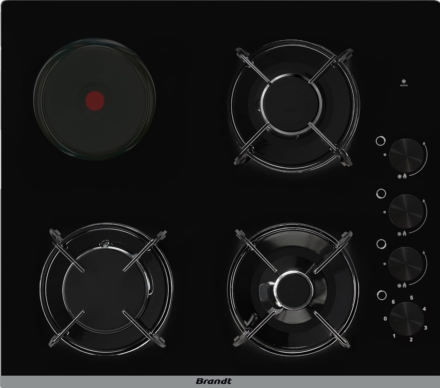 BRANDT BPG3400BM Plaque Gaz et Electrique Table de cuisson