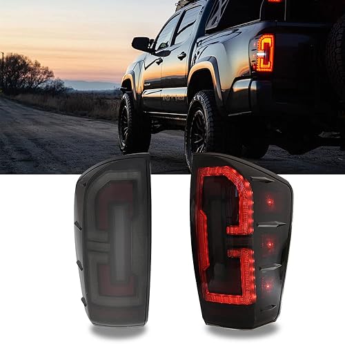 Gobison Kit de luz trasera LED adecuado para Toyota Tacoma 2016-2022 carcasa negra efecto de luz fluyente fácil instalación