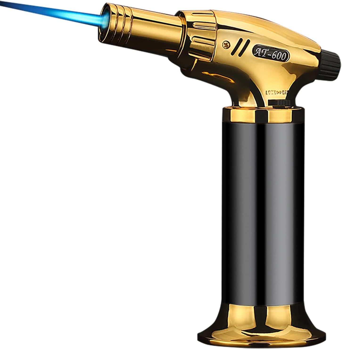 Butane Torch, Kitchen Torch Cooking Torch Creme Brulee Torch, Refillable Adjustable Flame Lighter for DIY, Creme, Brulee, BBQ and Baking(Butane Gas Not Included),Black,135mm