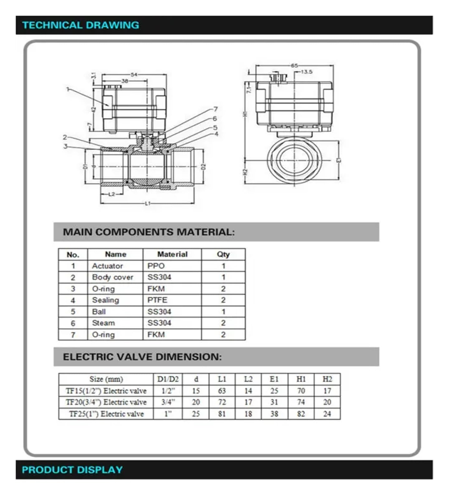 Válvula de bola motorizada de acero inoxidable de 3/8'' CC 5 V con anulación manual e indicador, válvula eléctrica de 2 vías DN10 for sistemas de alta tensión y aire acondicionado.(Bsp,DC5V-CR201)