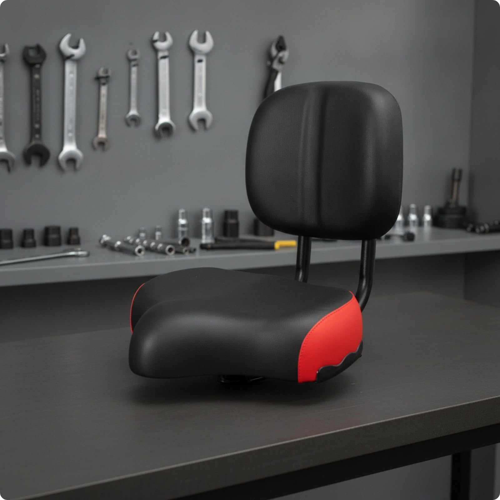 Harilla Sedile con Schienale Alta Densità in Pelle Sintetica, Sella da Bicicletta con Schienale, Ergonomico, Sellino Supporto Posteriore,