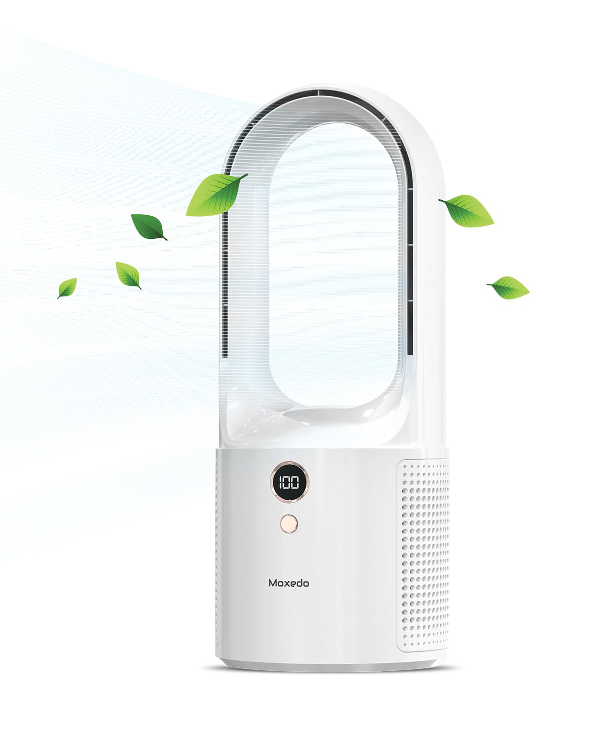 Moxedo Desktop Bladeless Fan Mini Cooling Fan with 6-Speed Options, USB Rechargeable Battery, LED Digital Display, Personal Portable Cordless Fan for Desk Home, Office, Bedroom