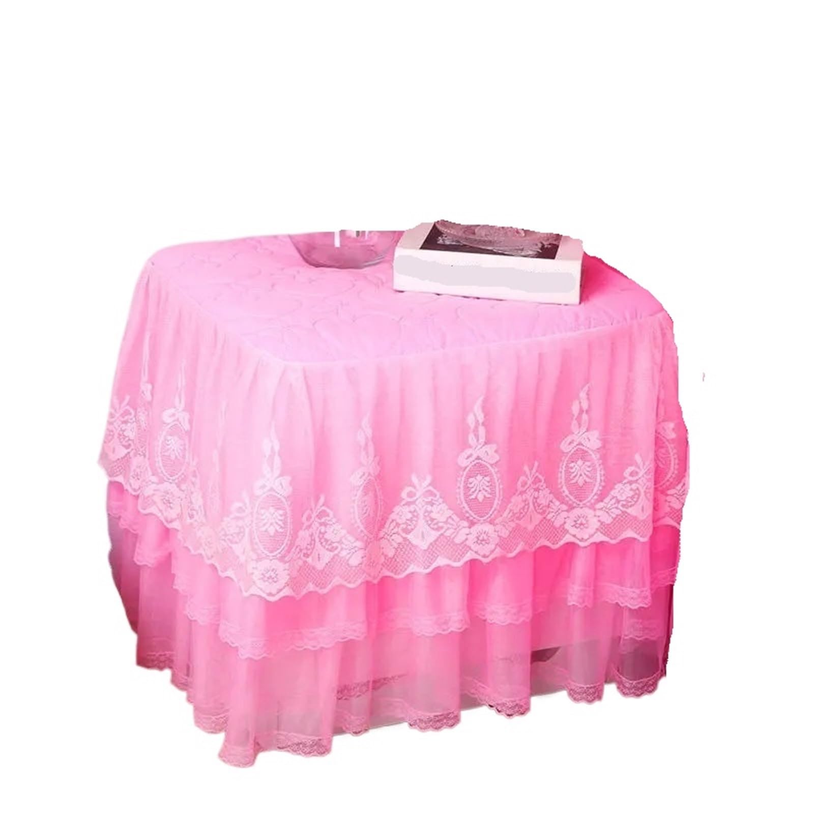 ZHSOAO Lace Bedside Cabinet Table Cover Bedroom Skirt Cotton Padding Tablecloth For for Furniture Dresser(Pink B,50x50cm)