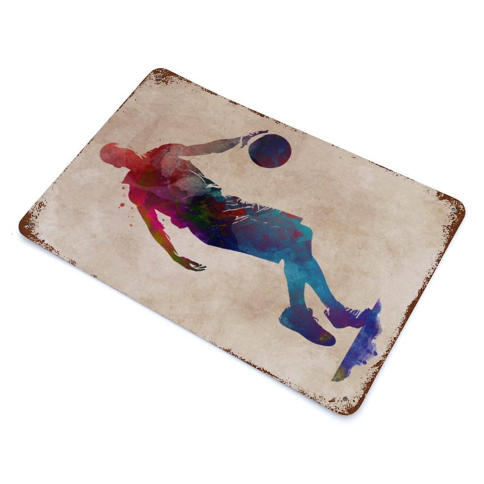 Basketball Player Watercolor Decorative Tin Sign 11.8"x7.9", for Bistro, Counter And Cafe Decor, Novelty Wall Decor