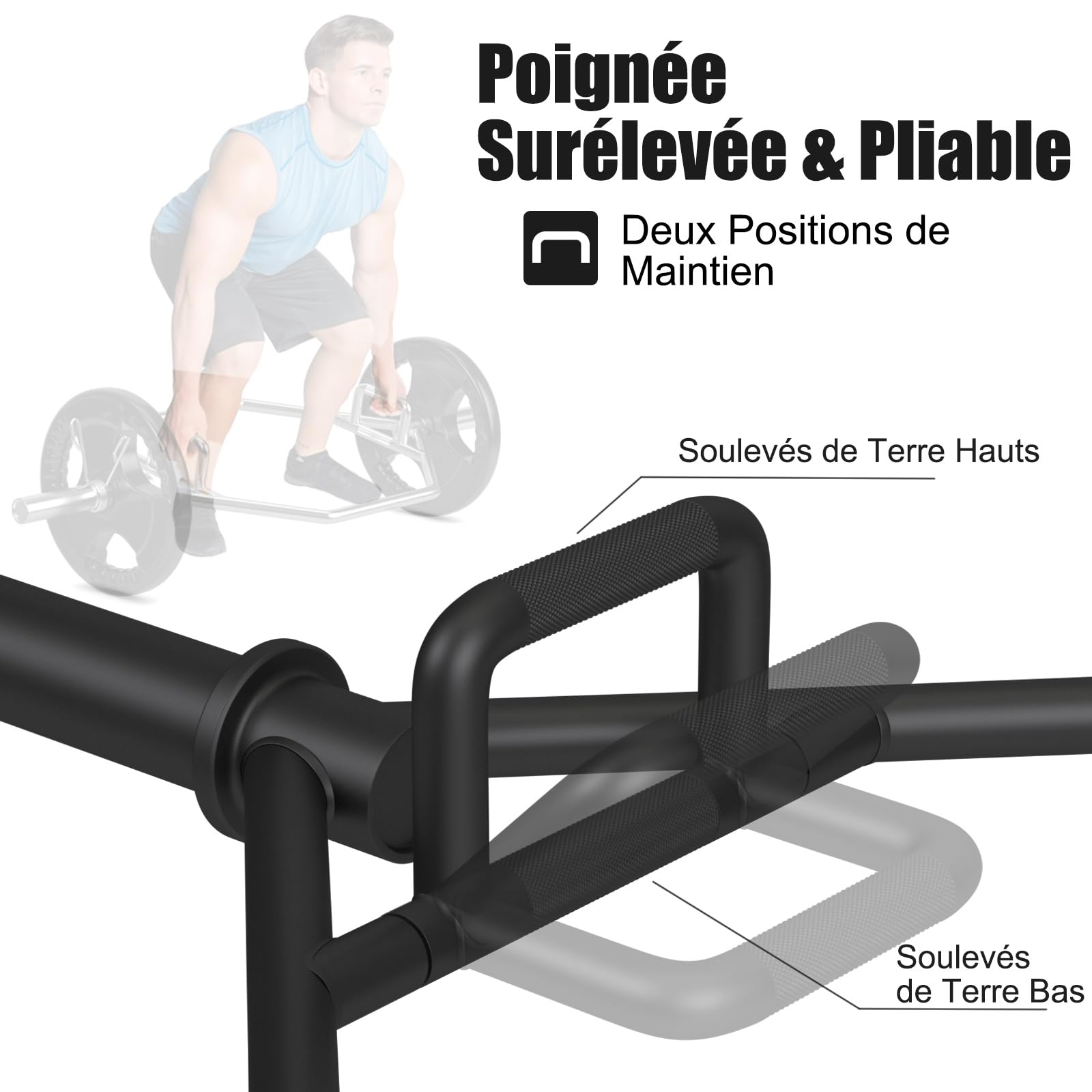 COSTWAY Barre Hexagonale Olympique avec Poignées Texturées