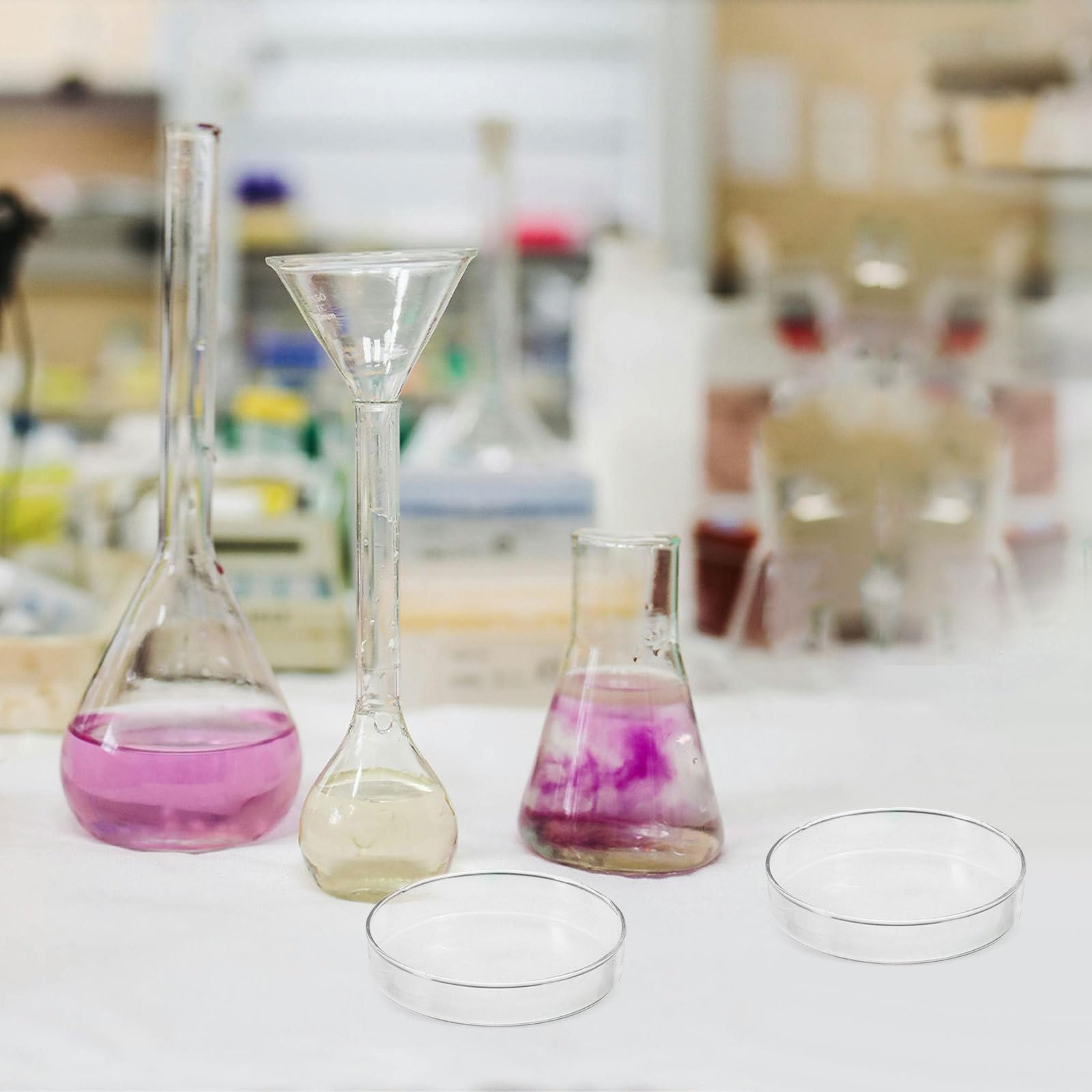 MAGICLULU 5 piastre di Petri in vetro da 90 mm per esperimenti - Piastre di coltura trasparenti con coperchio per laboratorio di chimica, contenitori per tessuti vegetali - Portapiatti vuoto per
