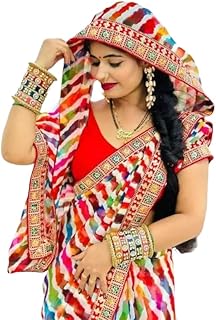 Vragi Women's Printed Festive Saree With Unstitched Blouse Piece, Saree With Unstitched Blouse Piece For Party