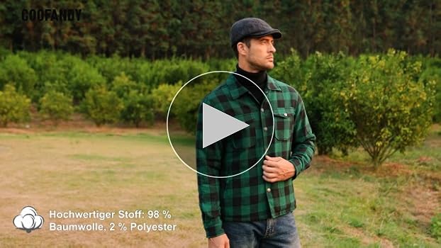 COOFANDY Herren Flanellhemd Kariert - Langarm Holzfällerhemd Normal Passform