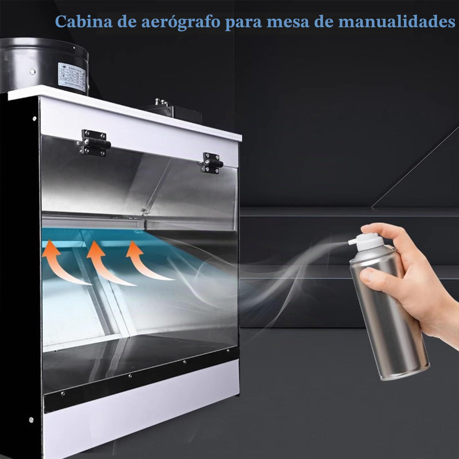 Cabina de pintura con cascada, kit de cabina de pintura con aerógrafo, cortina de agua, ventilación e iluminación LED, mesa de manualidades para modelismo, pasteles, uñas, cerámica y manualidades, 5